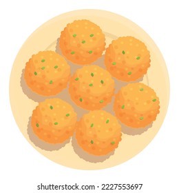 Vector de caricatura de icono de placa de croquette. Cocina gastronómica. Comida para refrigerios