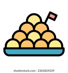 Croquette pyramide icon outline vector. Dutch potato. Cheese ball color flat