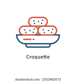 Vector de croqueta Icono de contorno de dos Colores. Archivo Eps10
