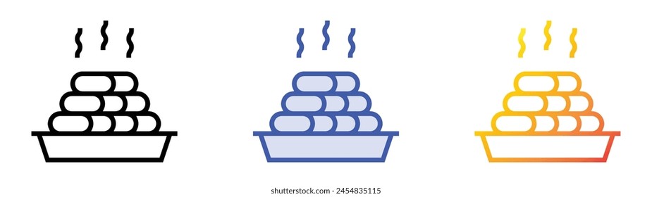 icono de croquetas. Diseño de estilo de relleno lineal, azul y degradado aislado sobre fondo blanco