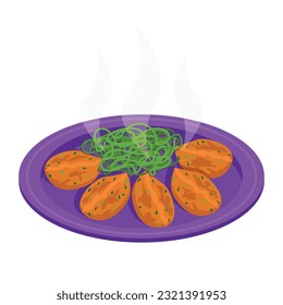  Croquettes. Minced meat or vegetables, breaded and deep fried. Appetizer. Vector graphic.