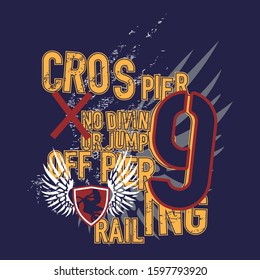 cros pier no diving or jump ,t-shirt print poster vector illustration