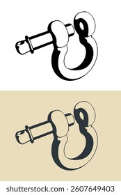 Crosby shackle stylized vector illustrations
