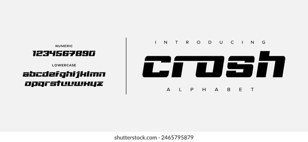 Crosh creative simple modern urban alphabet font. Digital abstract futuristic, logo, music, sport, minimal technology typography. Simple numeric vector illustration