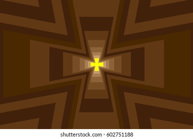 Cross - abstract geometric brown background, Abstract cross,