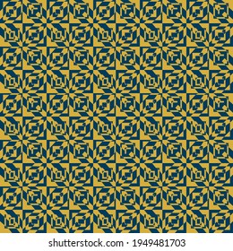 Cross abstract Imitation gold with blue design seamless patterns. A seamless vector background. blue with Imitation gold ornament. Graphic modern pattern. Simple graphic design.