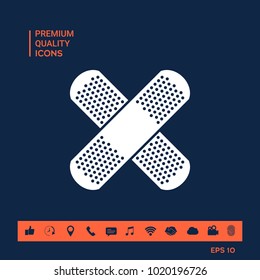 Cross adhesive bandage, medical  plaster icon
