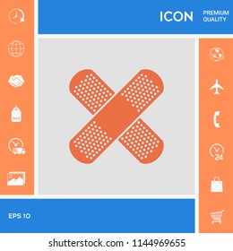 Cross adhesive bandage, medical  plaster icon