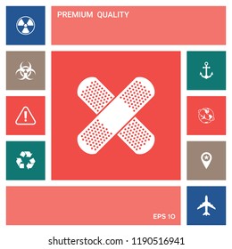 Cross adhesive bandage, medical  plaster icon