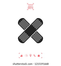 Cross adhesive bandage, medical  plaster icon