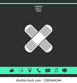Cross adhesive bandage, medical  plaster icon. Graphic elements for your design