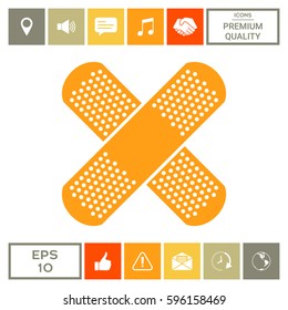 Cross adhesive bandage, medical  plaster icon