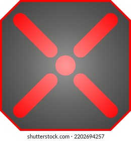 Cross Aim Target. Red Cross Aim On Square. Simple Futuristic Cross Aim Symbol Icon