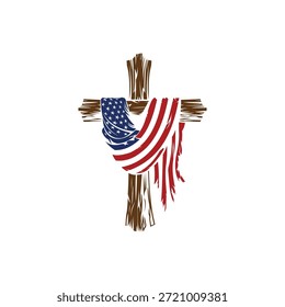 Cross with American flag design.