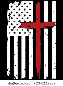 Cross american flag EPS file for cutting machine. You can edit and print this vector art with EPS editor.