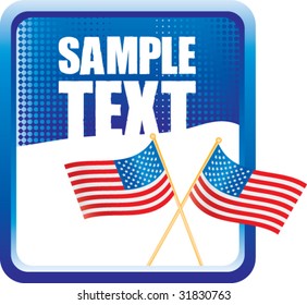 cross american flags on blue halftone banner