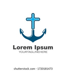 cross anchor concept vector icon illustration design 