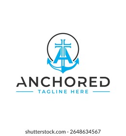 cross anchor logo design with letter A