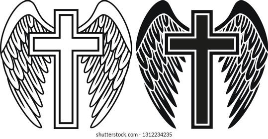 clipart cross with wings