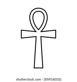 Cross ankh icon. Ankh symbol in flat linear design. Black religion symbol. Vector illustration