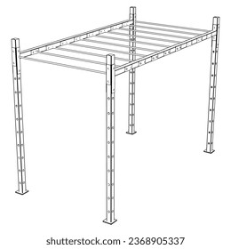 Módulo de área cruzada. Equipo de gimnasia en la ilustración del vector de fondo blanco. Diferentes aparatos de fitness para la construcción muscular. Concepto de entrenamiento.
