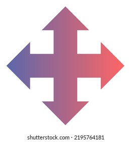Cross Arrow Icon Gradient Vector