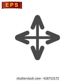 cross arrow icon, vector resize icon, isolated extend sign