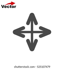 cross arrow icon, vector resize icon, isolated extend sign