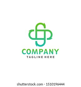 Cross arrow medical logo design concept