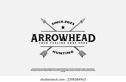 Cross Arrow for Rustic Vintage Retro Hunting Logo Design, hand Drawn Arrow logo template