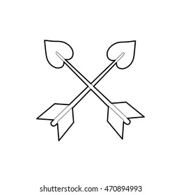 Cross arrows icon in outline style isolated on white background