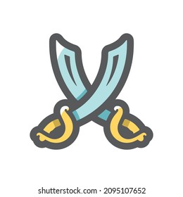 Cross of Asian Swords Vector icon Cartoon illustration.