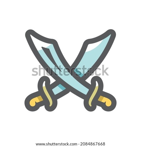 Cross of Asian Swords Vector icon Cartoon illustration.