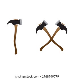 Cross Axe, Crossed Firefighter wooden axes logo design