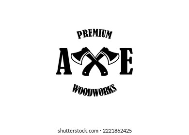 Cross axe logo design vector template illustration