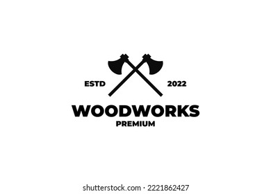 Cross axe logo design vector template illustration