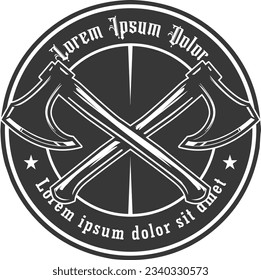 Ilustración vectorial de logotipo de hacha cruzada