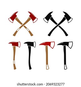 Cross Axe, Lumberjack Firefighter wooden axes collection logo design