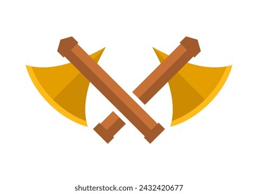 Cross axe tool icon flat vector design
