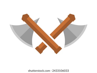 Cross axe tool icon flat vector design