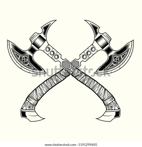 Cross Axes Viking Vector Illustration Stock Vector (Royalty Free ...