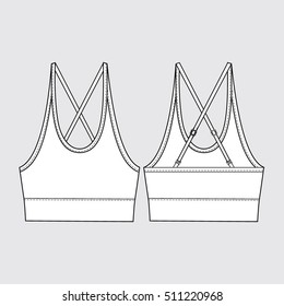 Cross Back Sports Bra Technical Drawing