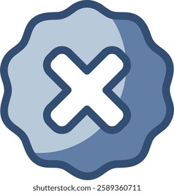 cross badge icon, transparent background. replaceable blue color design