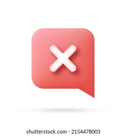 Cross ban and error icon. Vector 3d illustration.