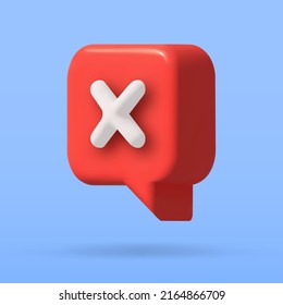 Cross ban and error icon. Vector 3d illustration.