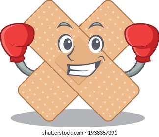 Cross bandage Caricature character design as a champion of boxing competition. Vector illustration