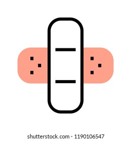Cross bandage vector illustration in flat outline design