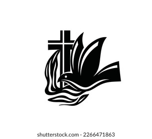 Cross with Baptism Icon, art vector design 