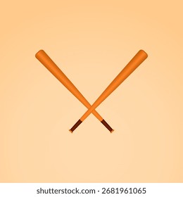 A cross of baseball stick with copy space area.