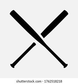 Cross bat icon vector. Baseball team logotype illustration